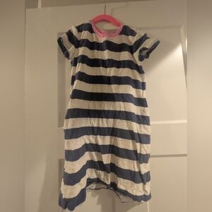 Primary Striped Navy and White Dress with Pink Collar - Size 8-9